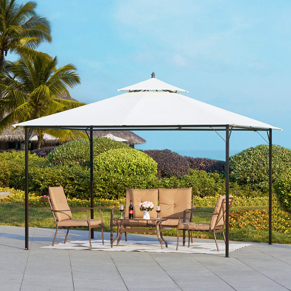 Buy YOLENY 10x12 FT Canopy Gazebo Outdoor Gazebo Steel Frame with