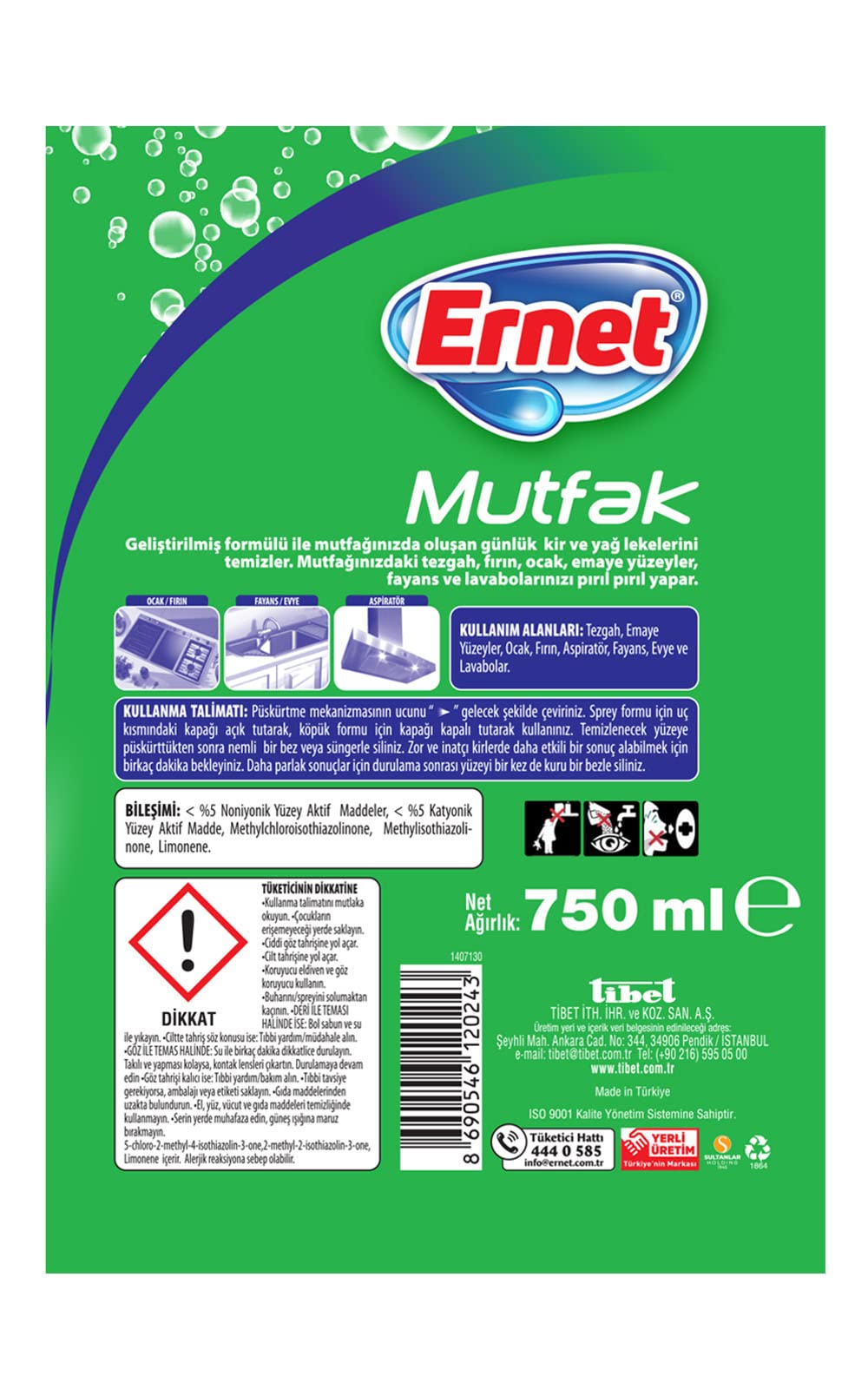 Ernet Süper Likit Promosyon Mutfak + Banyo Temizliği (1+1) 750 ml Sprey'li