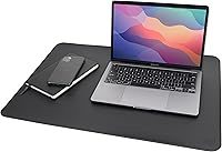 Vista 10 de Protección de escritorio de cuero Vine Creations, alfombrilla de escritorio para oficina antideslizante de 32" x 17" (negro)