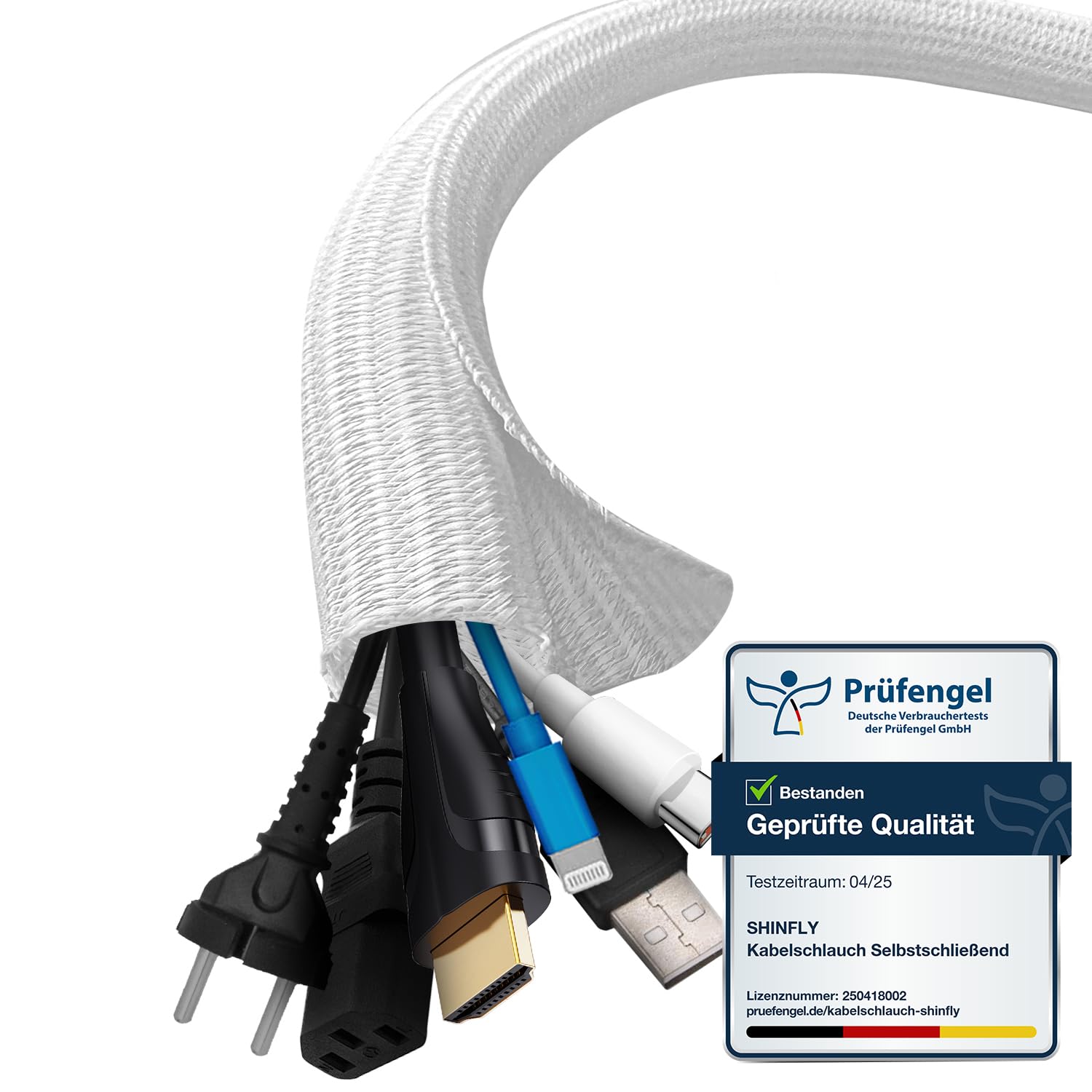 shinfly 13mm-3m Organizador de Cables, Manguito de Cable Auto, Recoge Cables Mesa Escritorio, Cierre Ocultar Cubre Cables para TV PC, Blanco