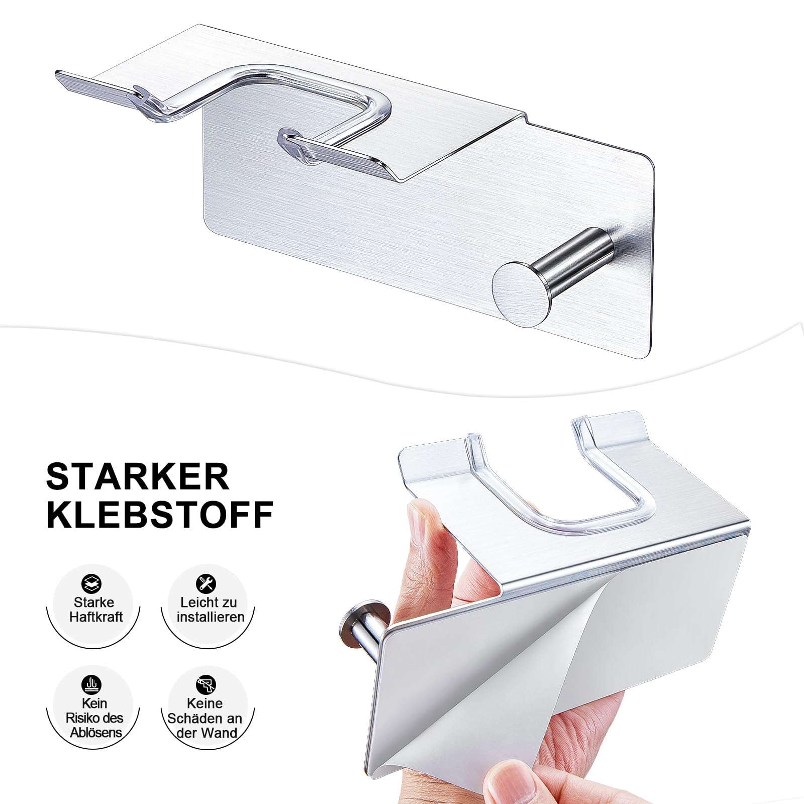 Soporte de Pared para secador de Pelo sin taladrar, Almacenamiento para secador de Pelo, Soporte para secador de Pelo para baño, Soporte Autoadhesivo para secador de Pelo, Plateado