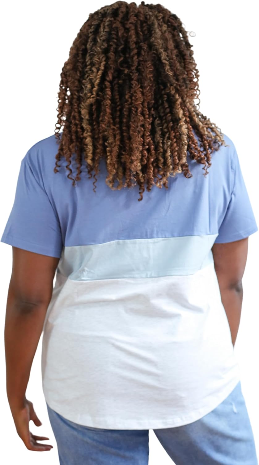 Movemama Nursing T-Shirt with Invisible Zipper, Soft and Comfortable Colorblock Breastfeeding Top