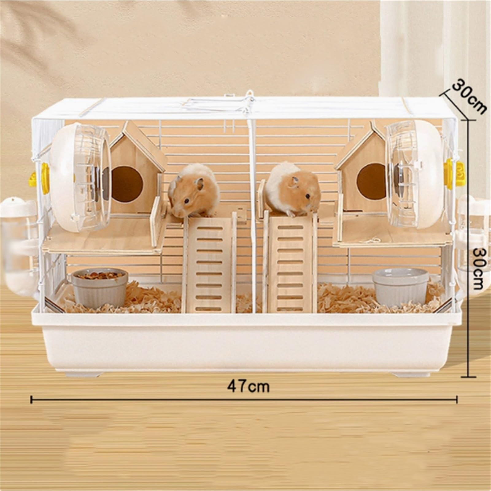 Jaulas para Animales Habitación Doble Fácil de Limpiar con Asas for un cómodo Movimiento(Blanco)