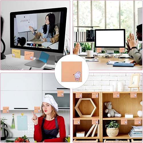 Miniatura 6 de Paquete de 4 320 hojas de notas adhesivas, almohadillas autoadhesivas de animales kawaii, lindos conejos de dibujos animados, marcadores de notas