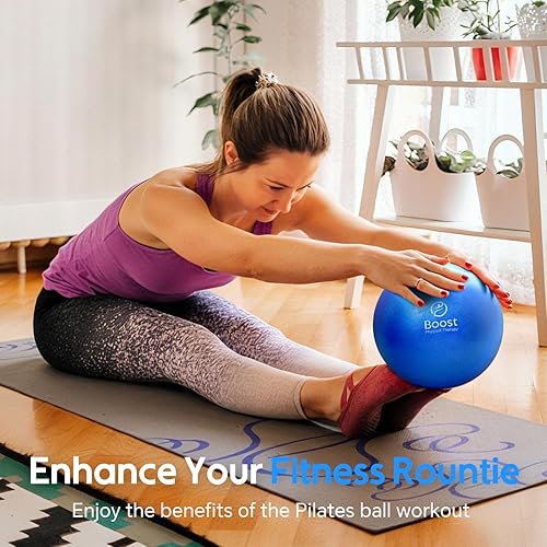 Miniatura 3 de BOOSFIT - Pelota de ejercicio pequeña con bomba, mini pelota de pilates de 9 pulgadas con guía de ejercicios, pequeña pelota de entrenamiento para