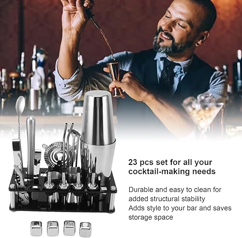 Miniatura 3 de Juego de coctelera, 23 piezas de acero inoxidable, herramientas de cóctel con soporte acrílico para el hogar, bar, fiesta
