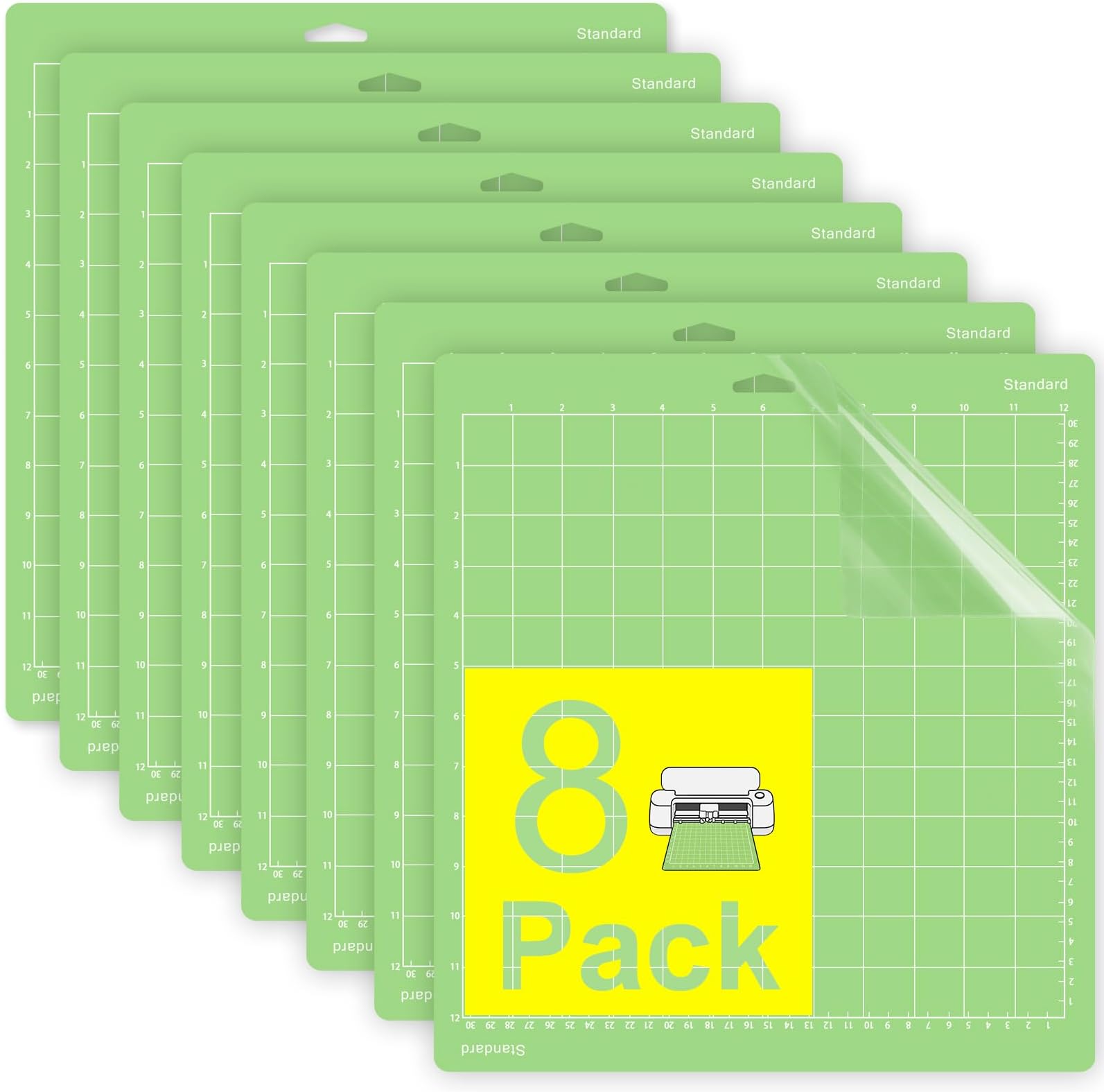 Gwybkq Cutting Mat 12"x12" Standard Grip 8 Pack, Compatible with Cricut Maker 4/Explore Air/One, Non-Slip Durable Adhesive Mats, Replacement Cutting Accessories for Die-Cutting, Quilting & Crafts