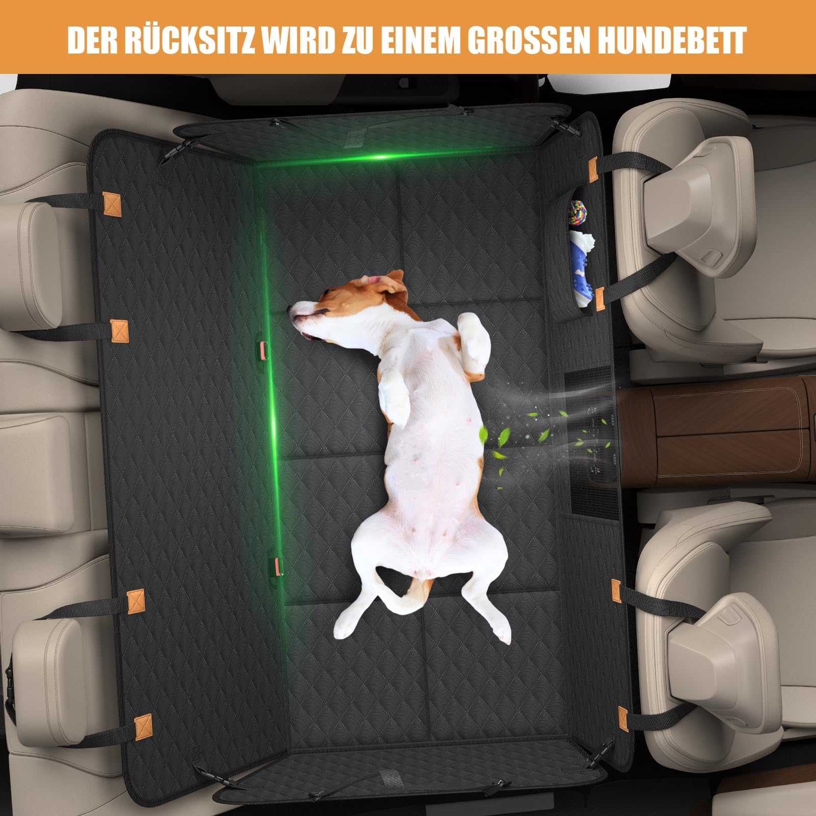 Protection Voiture Chien Siege Arriere [127 x 62 cm], Imperméable, Résistante Aux Rayures, Coque Rigide, Protege Voiture Pour Chien SUV et Voitures Familiales, Lavable, Avec Filet Ventilation (Noir)