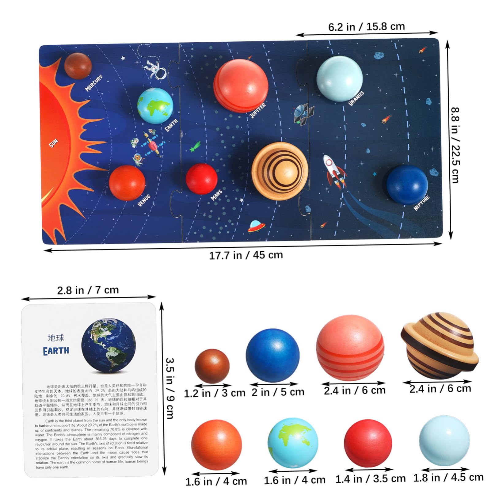 Toyvian Puzzle Planetario Solare in Legno Educativo per Bambini 3+ Anni, Giocattolo Spaziale Didattico Resistente, Pianeti Solare per Gioco e Apprendimento