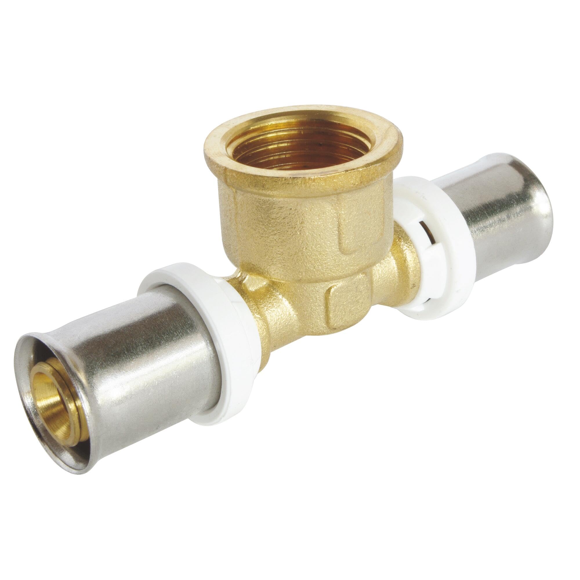 SOMATHERM FOR YOU, Té à sertir pour tube multicouche Ø16 Femelle 15/​21 - Raccordement facile et rapide, compatible avec profils U, H, TH - Norme NF 545 - Sécurité d'étanchéité