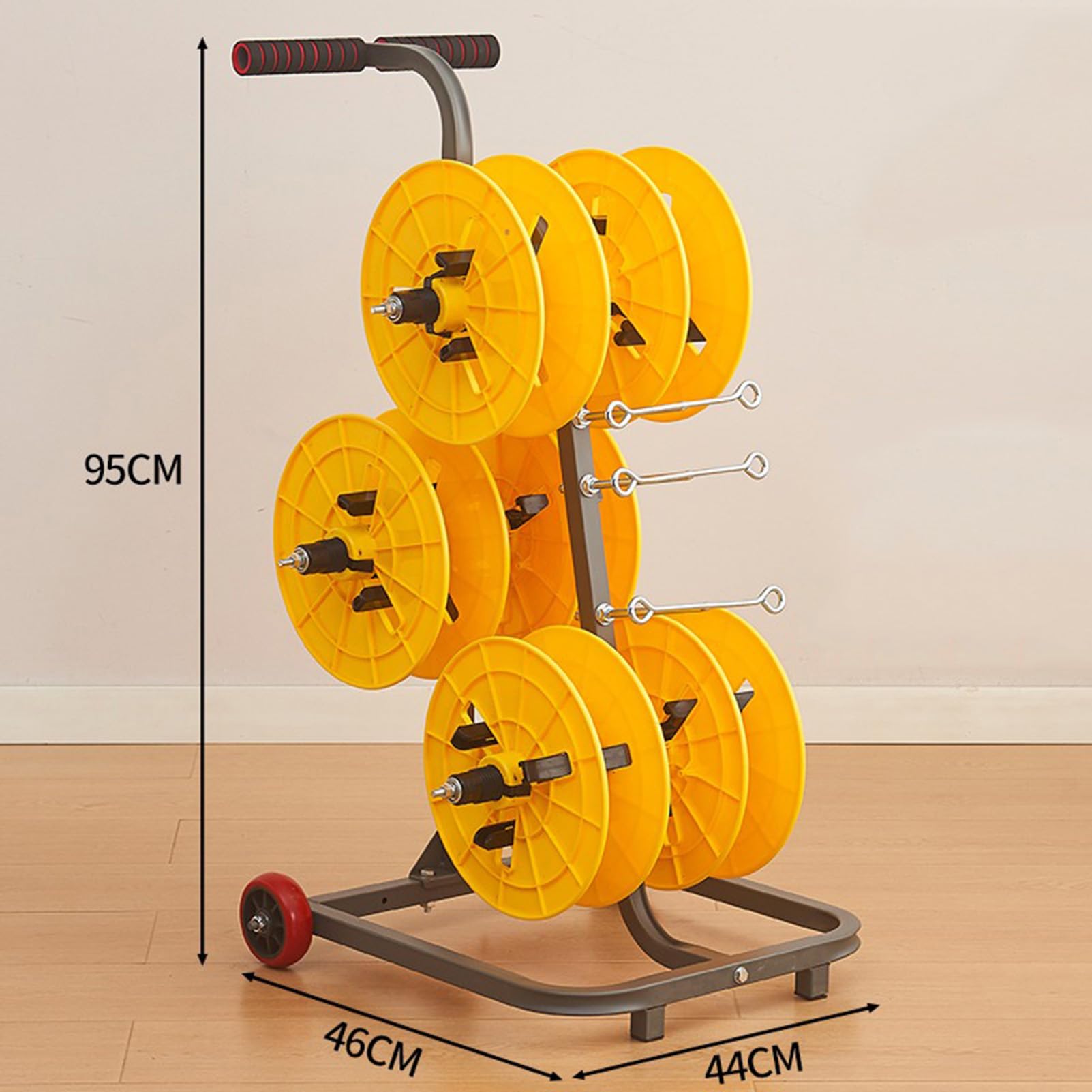 Organizador de cables resistente con ruedas, estante profesional de carrete de alambre para electricistas, dispensador de carrete de carrete grande, soporte desenrollador de alambre eléctrico