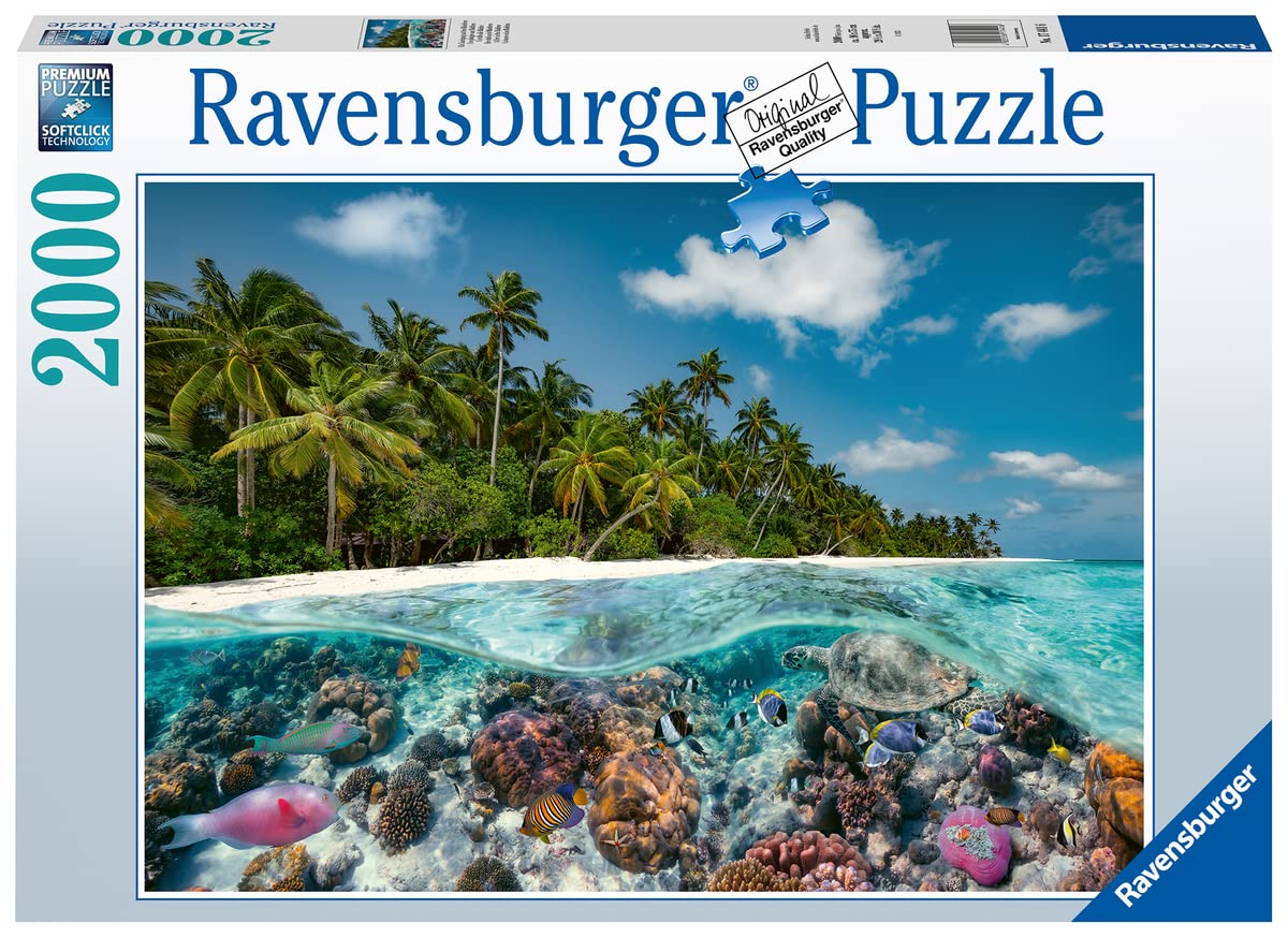 Ravensburger - Puzzle Maldivas: Bucear, Puzzle 2000 Piezas, Puzzles para Adultos y Niños, Puzzle 2000 Piezas Adultos, Pegamento Puzzle para Enmarcar Puzzles, Rompecabezas Adultos, 98x75cm