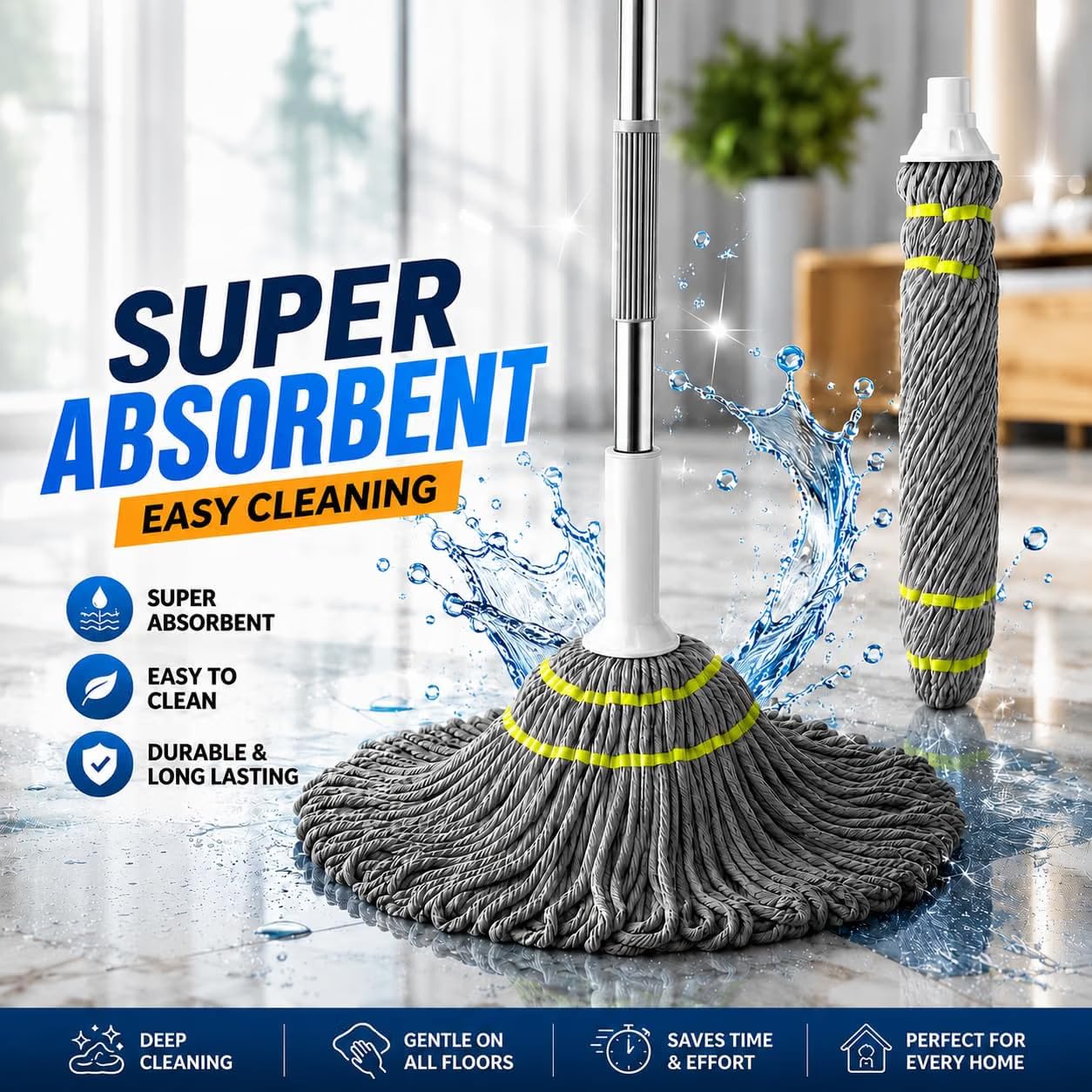 Microfiber Twist Mop - Easy Floor Cleaning -2
