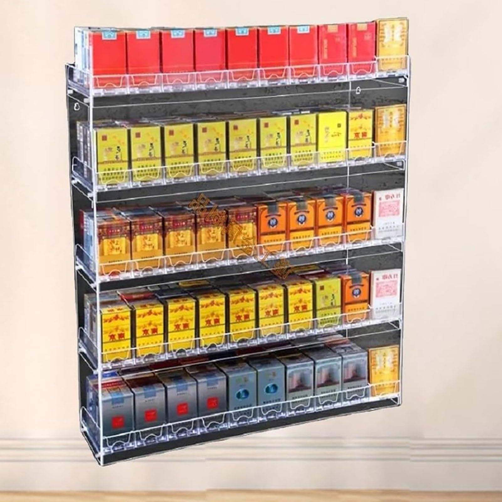 Présentoir à cigarettes rectangulaire automatique et support transparent de bonbons