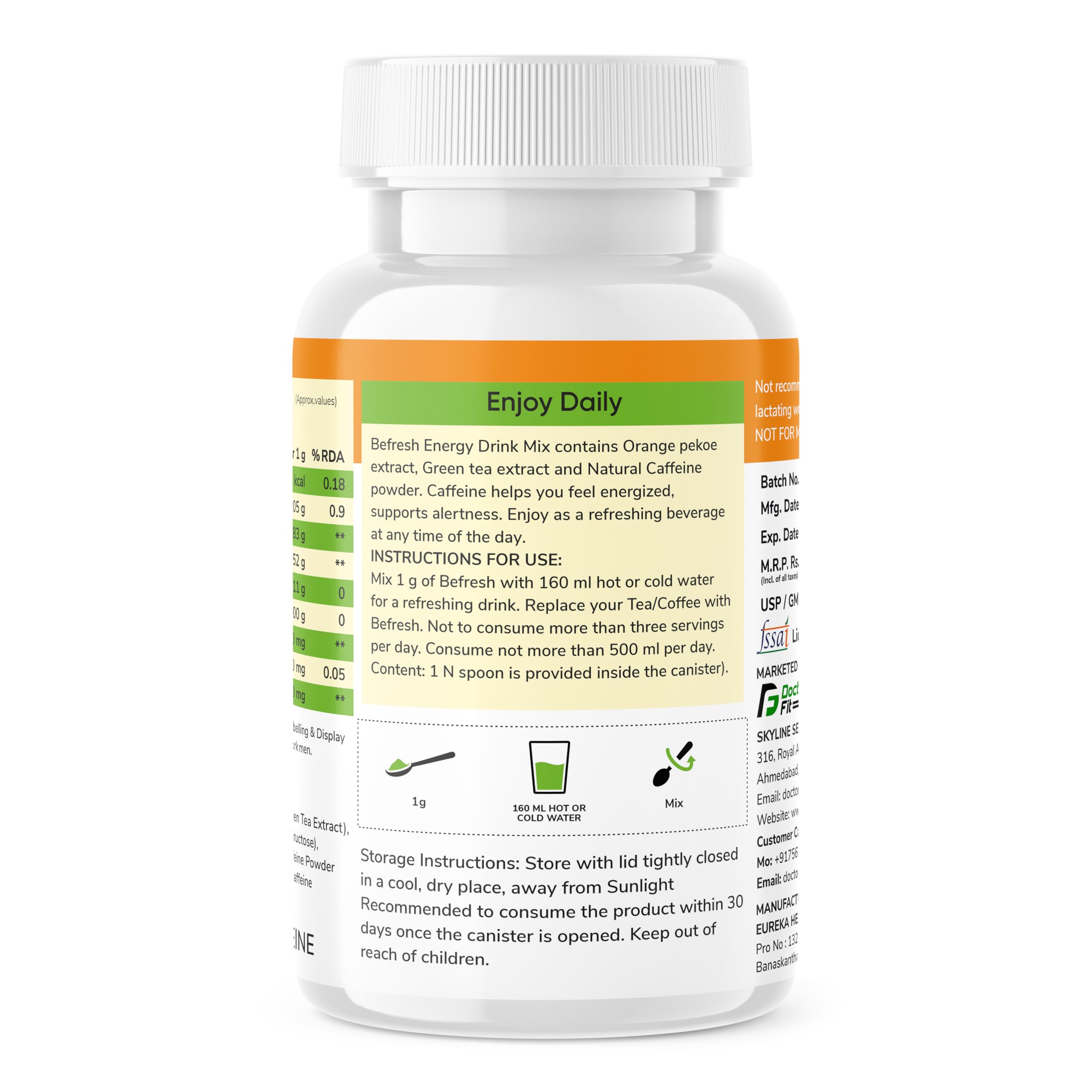 DOCTORFIT Befresh Energy Drink Mix, Herbal Green Tea Extract 50g (Pack of 2), Lemon Flavoured) — Amazon image 6