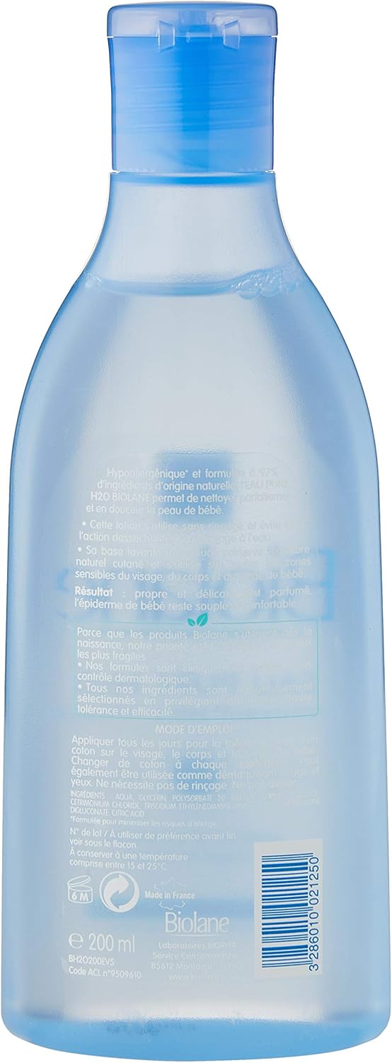 Biolane Eau Pure H O Nettoyant Pour Le Visage Le Corps Et Le Siege Des Bebes Sans Rincer 0 Ml Amazon Fr Hygiene Et Sante