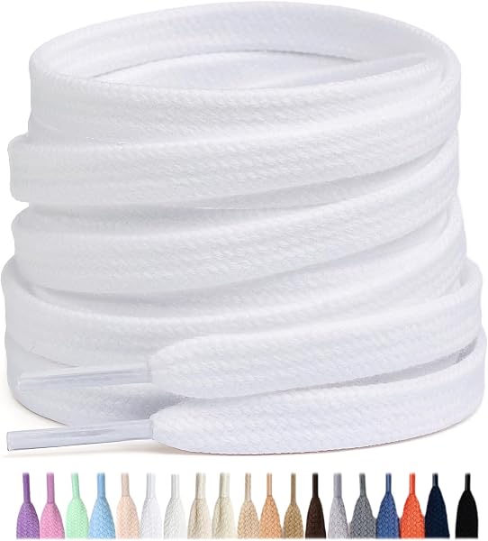 Stepace 2 Paires Lacets Plats Premium 100% Coton - Épaisseur 8 mm - Lacet Chaussures de remplacement pour Baskets Sneakers - 1
