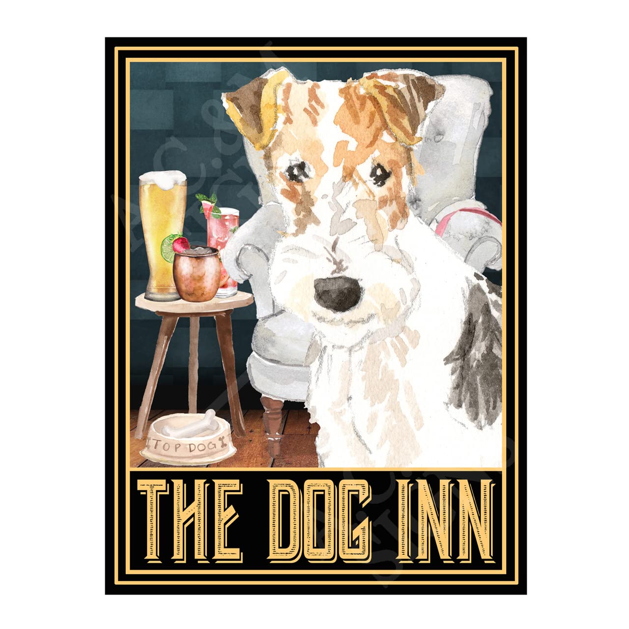 Metal Sign Plaque The Dog Inn Wire Haired Fox Terrier Home Bar Man Cave Garden Shed Garage Pub Decor Shed Garage size 10x8in ref8119