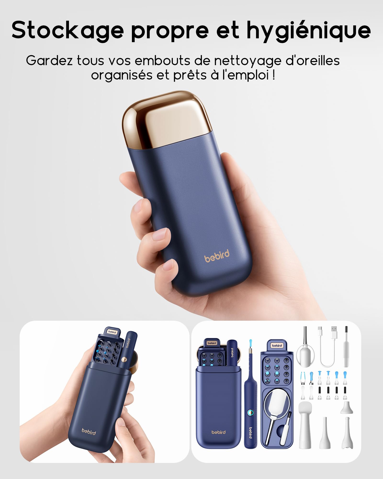 Bebird Otoscope Oreille 1920P HD Flexible Camera Iscope avec Pince Nettoyant Oreille Examen Oreilles Nez Gorge