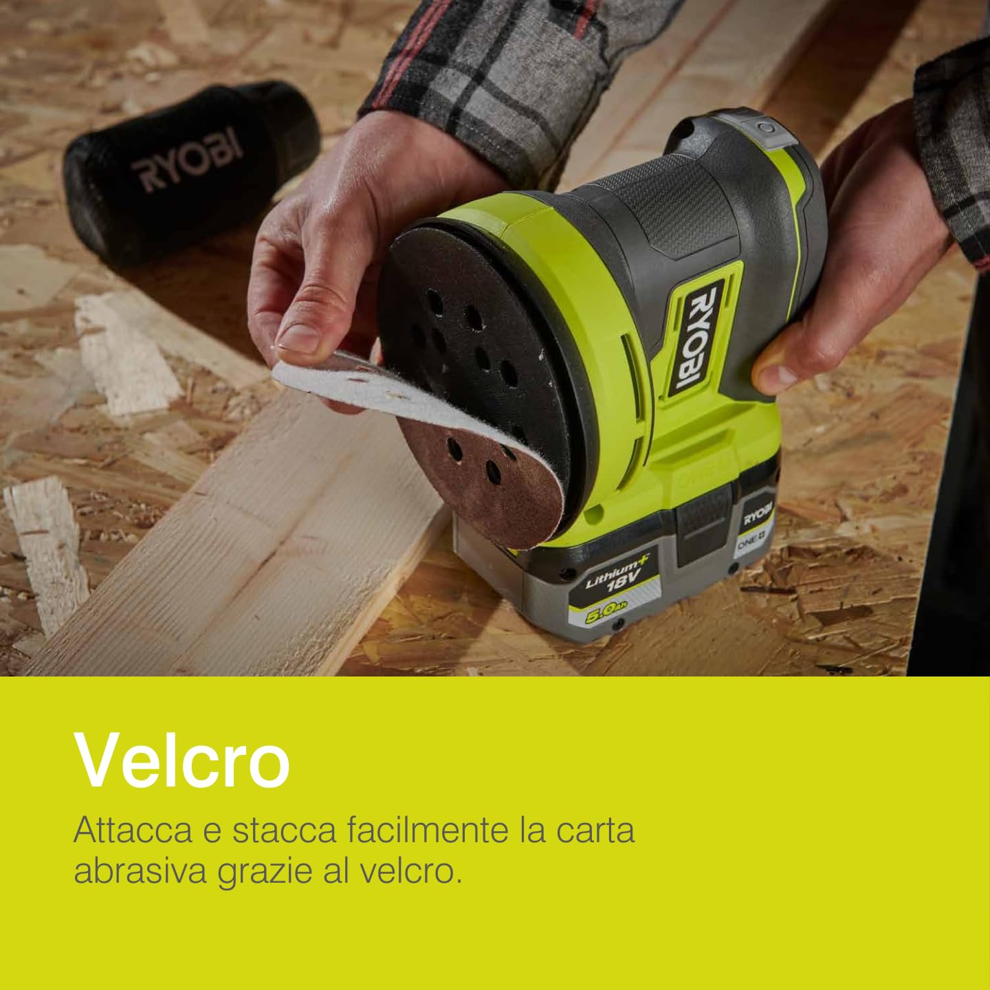 Ryobi Levigatrice Rotorbitale 18V ONE+, Diametro Disco 125mm, Velocità 10.000 Giri/Minuto, Diametro Orbita 2.5mm, 20.000 Oscillazioni al Minuto, Senza Batteria e Caricatore, RROS18-0