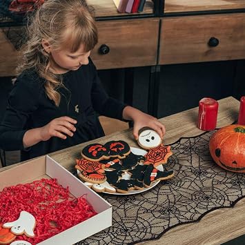 Nialnant Halloween Table Runner Decorations with 12 Pack 3D Bats