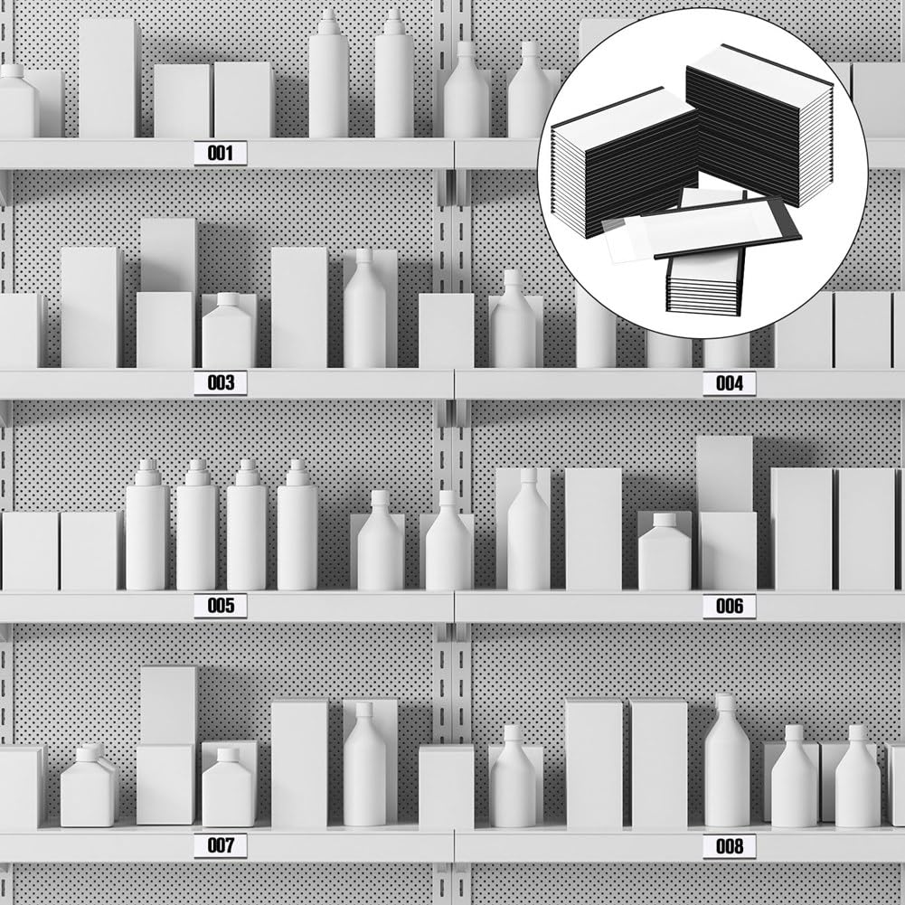 Lot de 50 porte-étiquettes magnétiques à canal C avec protection en plastique transparent et inserts en papier blanc