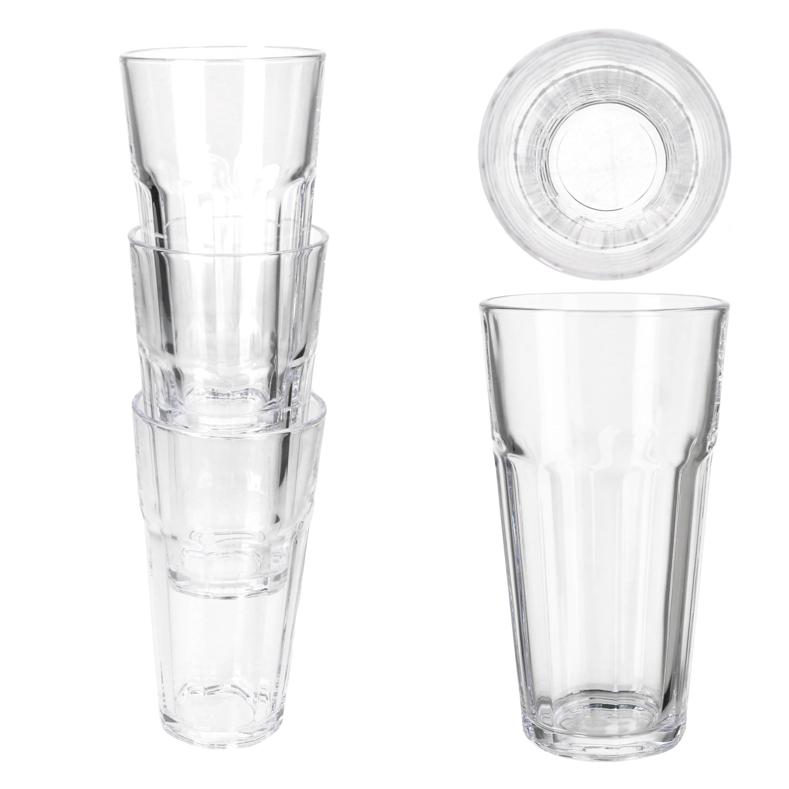 MamboCat Queen zestaw 24 szklanek do latte macchiato z przezroczystego szkła, 300 ml, dla 24 osób, stożkowe szklanki z możliwością układania w stos, do koktajli, koktajli, gorących napojów, koktajli