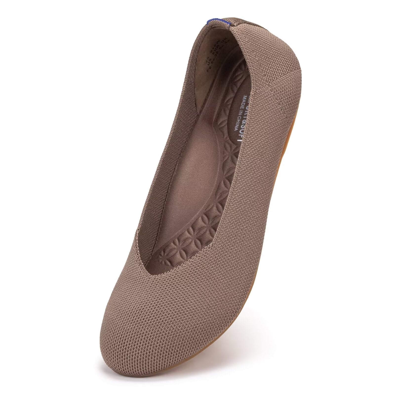 Frank Mully Women's Wide Width Flats Ballet Flats Round Toe Knit Flat Shoes with Arch Support Wide Toe Box