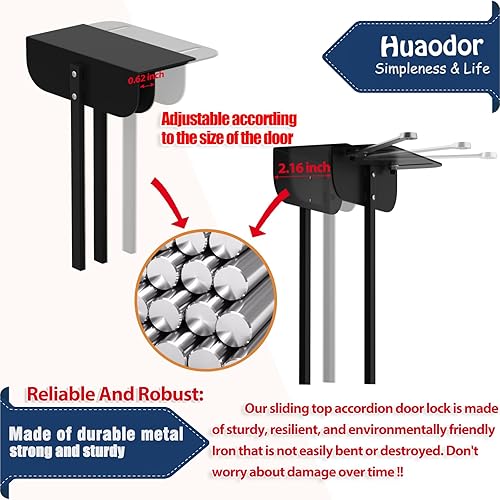 Miniatura 2 de Cerradura de puerta plegable de metal  Cerradura de puerta de armario plegable ajustable (se adapta a puerta biplegable de 0.6 a 2 pulgadas)