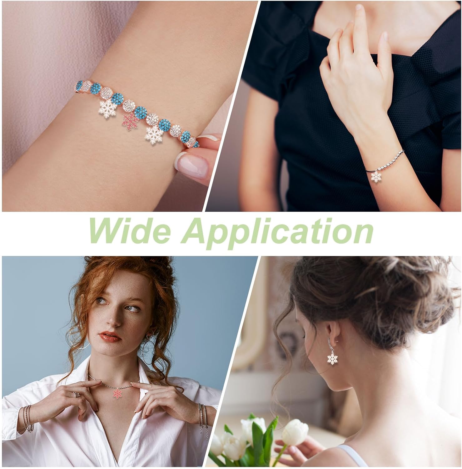 uxcell Snowflake Charm, Alloy Gold Plated Snowflake Pendant for Jewelry Making DIY Bracelet Necklace Earring Phone Accessories Keychain Crafting, - Image 6