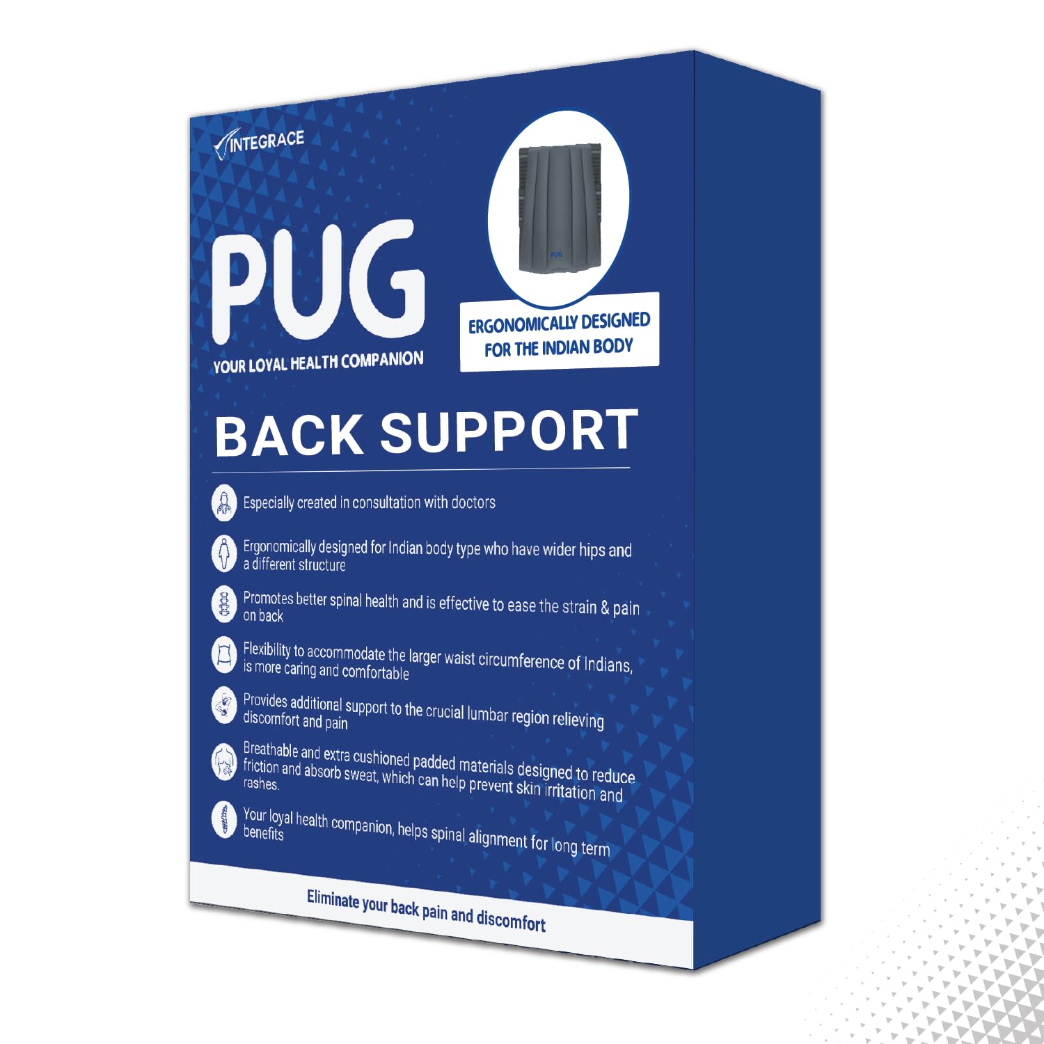 Pug Back Support (Pack of 1) | The Ultimate Solution for Back Pain Relief | Ergonomically designed for the Indian body | Offers Ideal Support, Eases Pain, and Enhances Flexibility with breathable Lumber Pad Cushioning and Lower back Brace (B0CDCMX35D) Amazon Price History, Amazon Price Tracker
