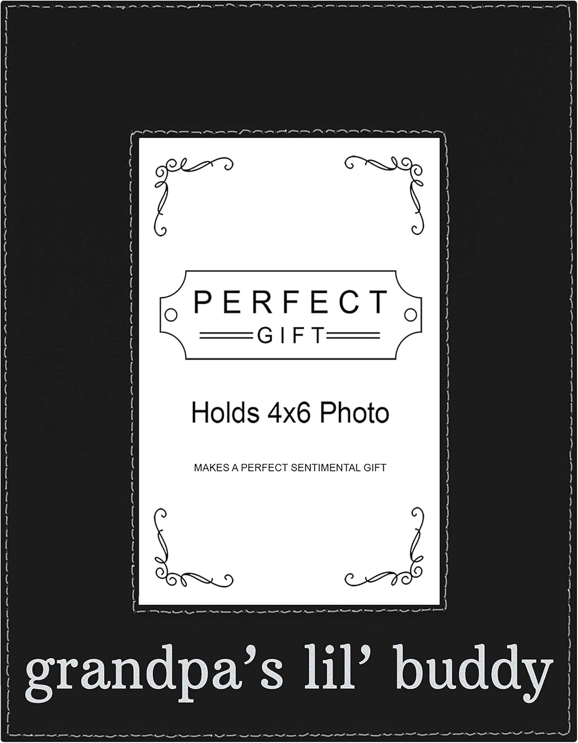ThisWear New Grandpa Frame from Grandson Grandpa's Lil' Buddy 4x6 Leatherette Photo Frame Black