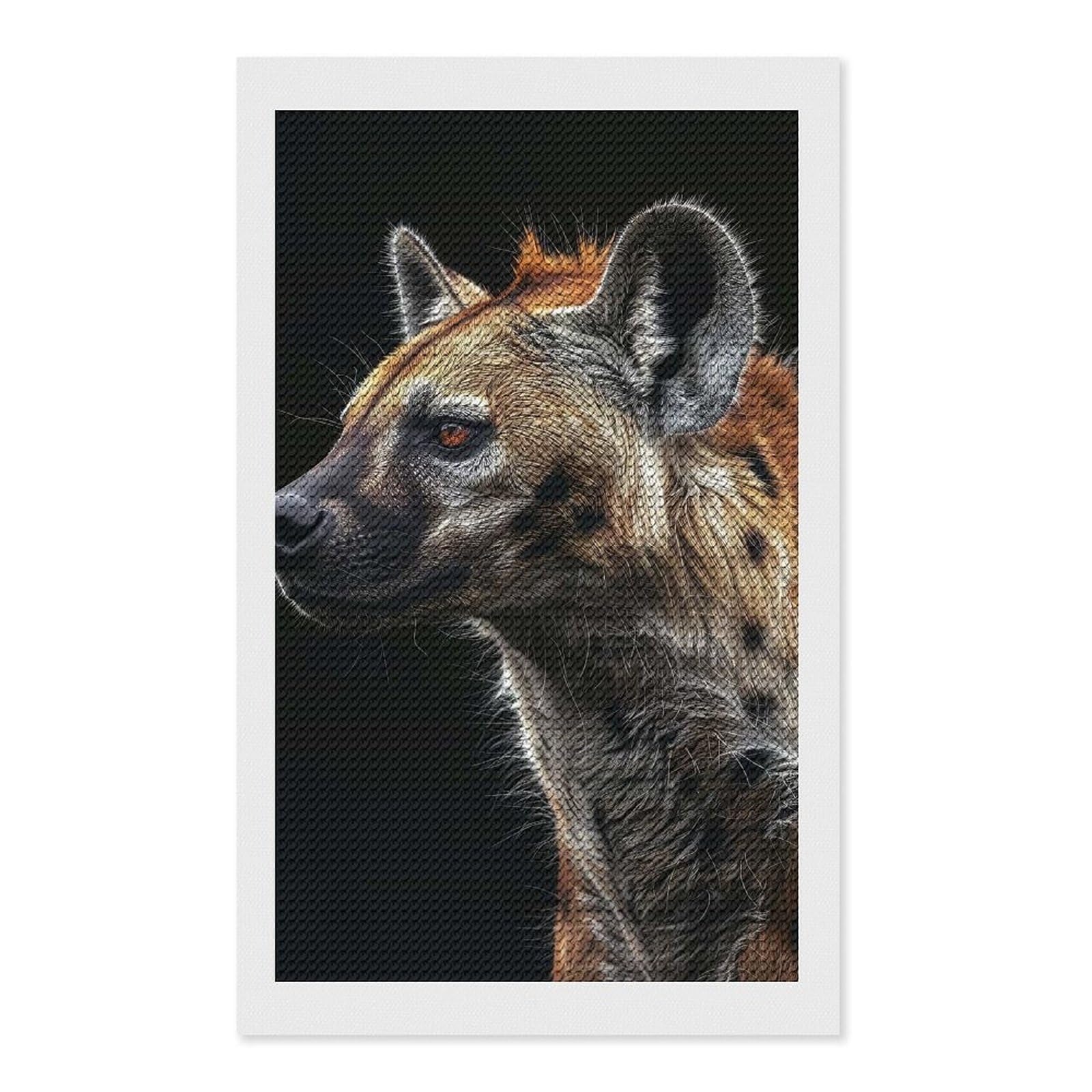 Junmoney Hyena Diamond Painting Canvas Kit 12"x20", Relaxing DIY, Modern Decor, Aesthetic Room Decor, Home Wall Art, Wall Art Gift