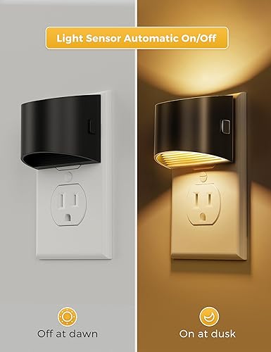Miniatura 3 de L LOHAS LED Luces nocturnas enchufables a la pared, paquete de 2 unidades, luz nocturna con sensor de atardecer a amanecer, brillo ajustable, 3000 K