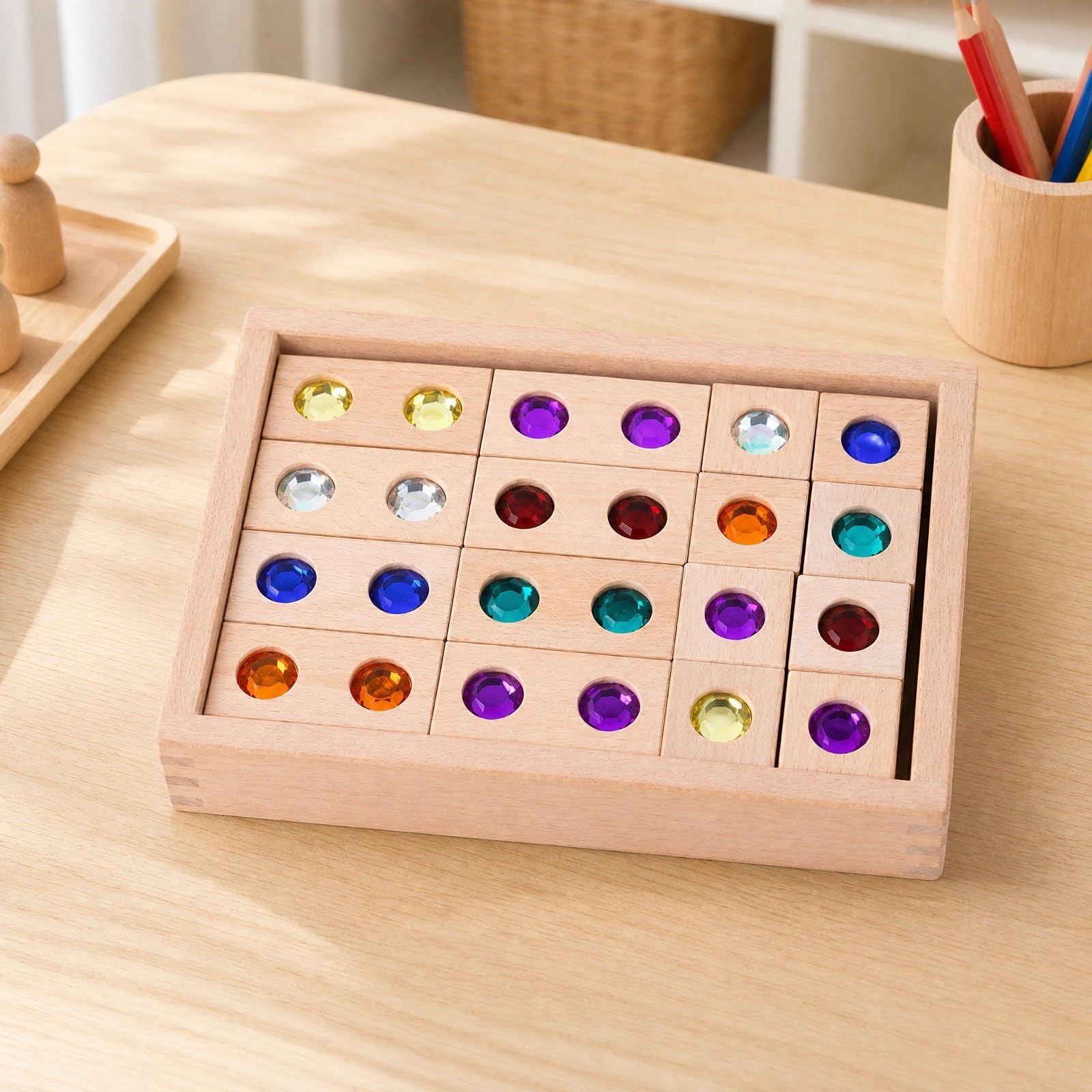 Giocattolo di Costruzione Non Elettrico | Senza Schermo, Atossico, Blocchi in Legno, per Esplorazione Manuale, attività Educative Precoci