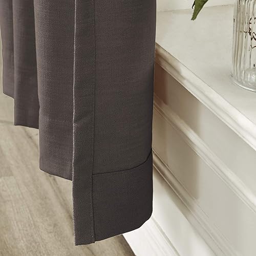 Miniatura 10 de Frelement Cortinas plisadas de lino de algodón extra anchas para oscurecer la habitación, 120 pulgadas de ancho x 96 pulgadas de largo, cortinas