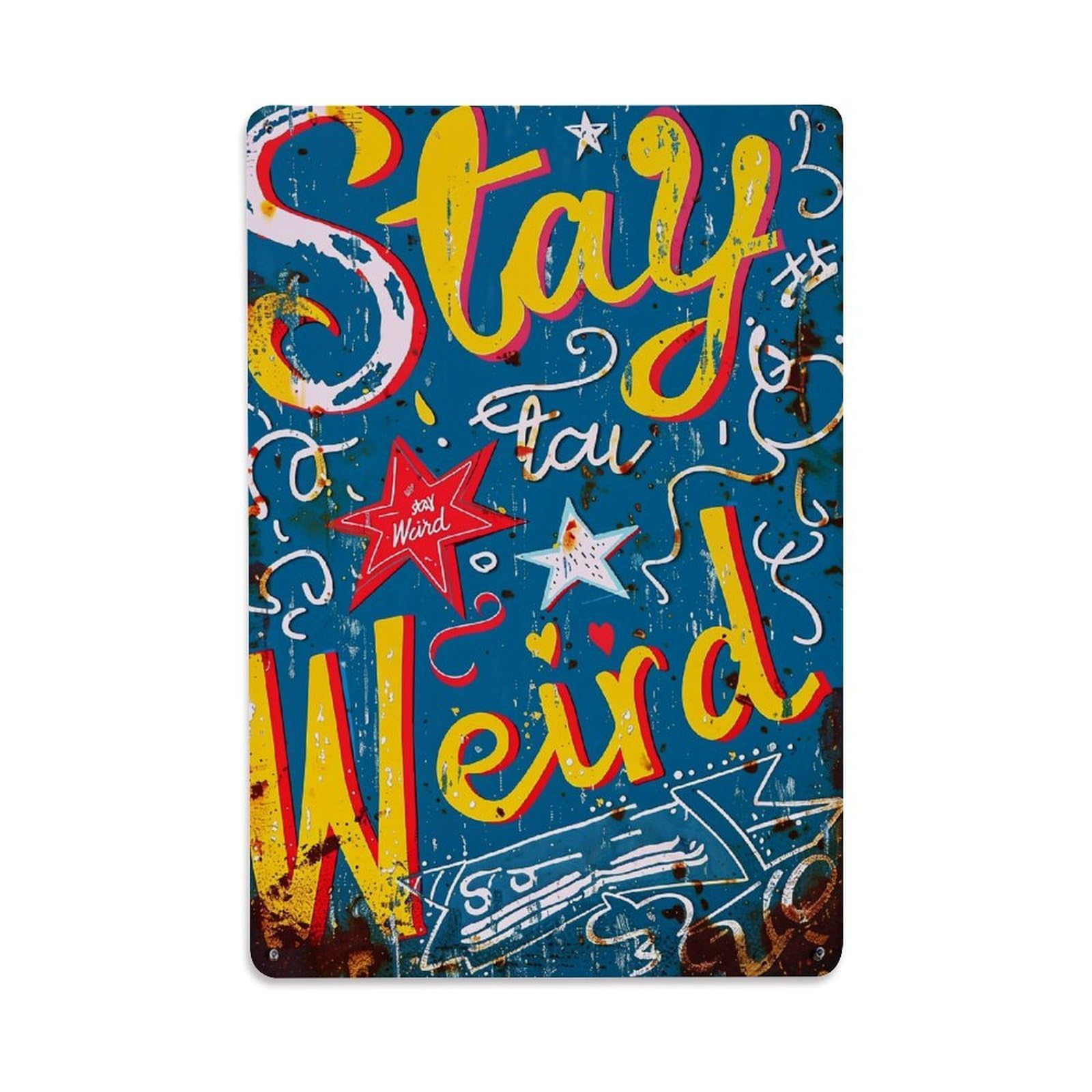 Jdfenggu Vintage Colorful Text Stars Swirls Pattern Retro Metal Tin Sign, Decor Art Poster For Bar, Home, Man Cave, Kitchen, Laundry Room Gift 8X12inch