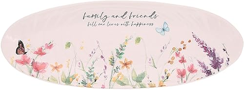 Pavilion - Bandeja de cerámica para familiares y amigos, bandeja para sándwich, bandeja ovalada para alimentos, diseño floral y de jardín, 1 unidad,