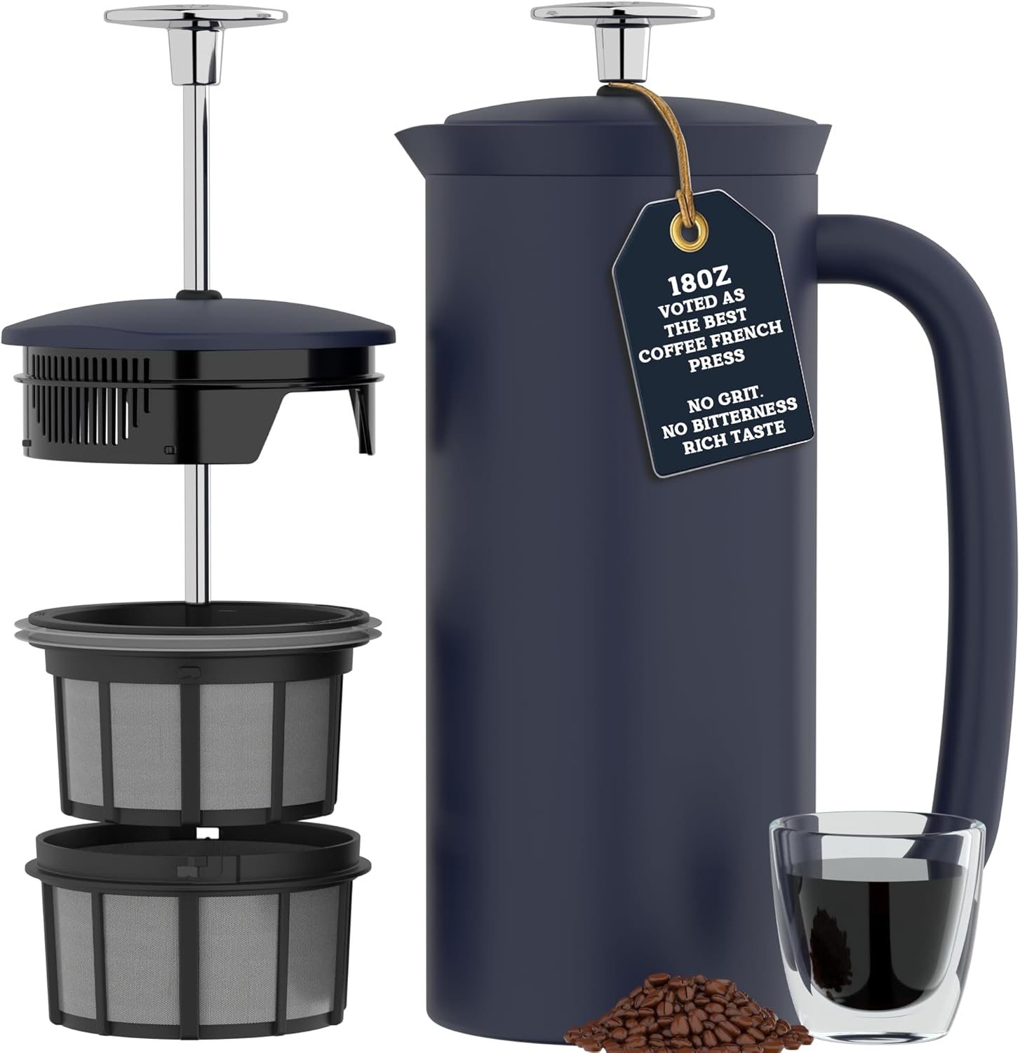 ESPRO - P7 French Press – Cafetière et théière isolées à double paroi en acier inoxydable avec micro-filtre – Garde les boissons chaudes plus longtemps, parfaite pour la maison (bleu égéen, 532 ml) 18 oz Bleu Égée