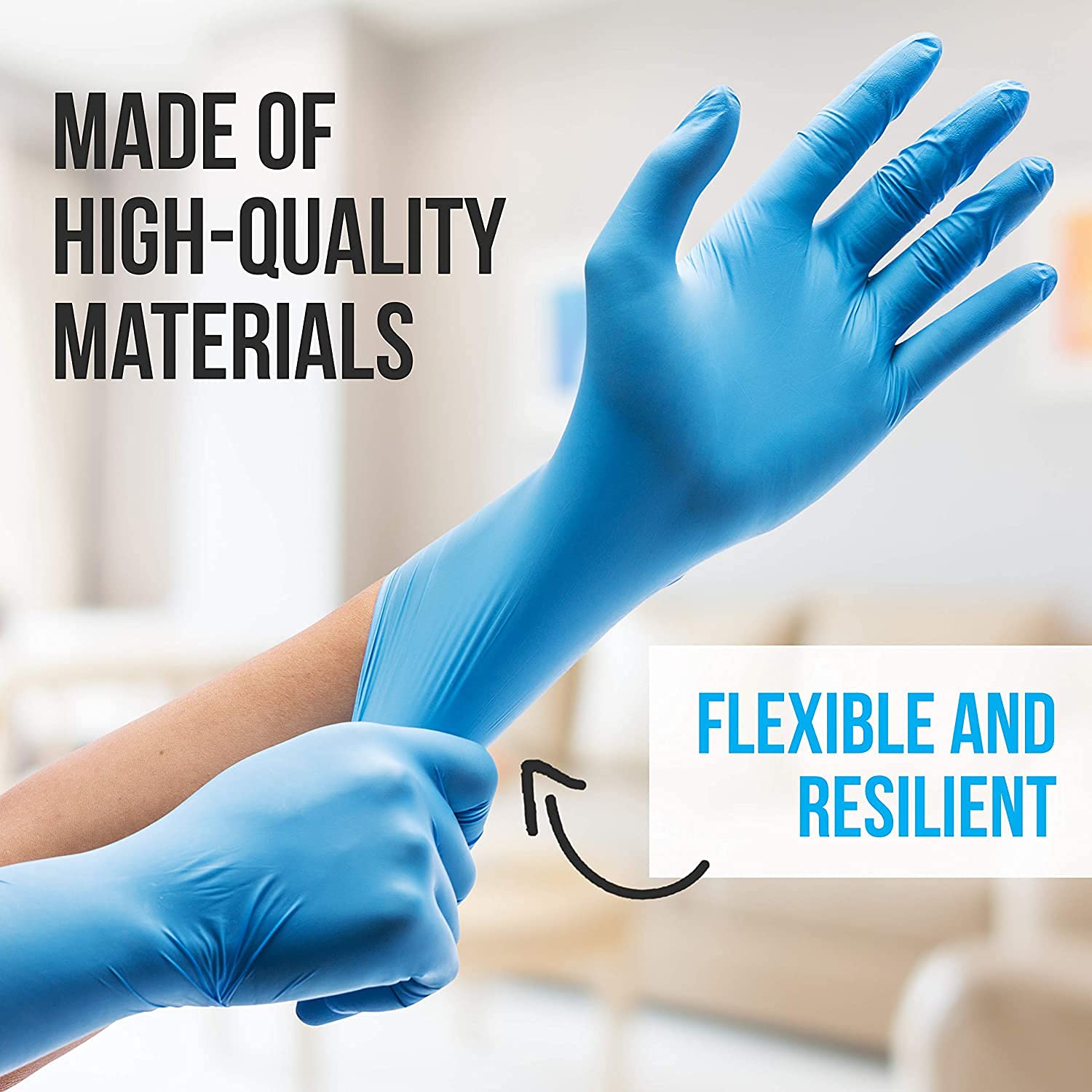 SereneLife Extra Large Size Nitrile Disposable Latex & Powder Free Gloves - Great for Kitchens, Food Handling & Cleaning Supplies - Soft & Comfortable fit - Vinyl & Nitrile blend - 1000 Pack