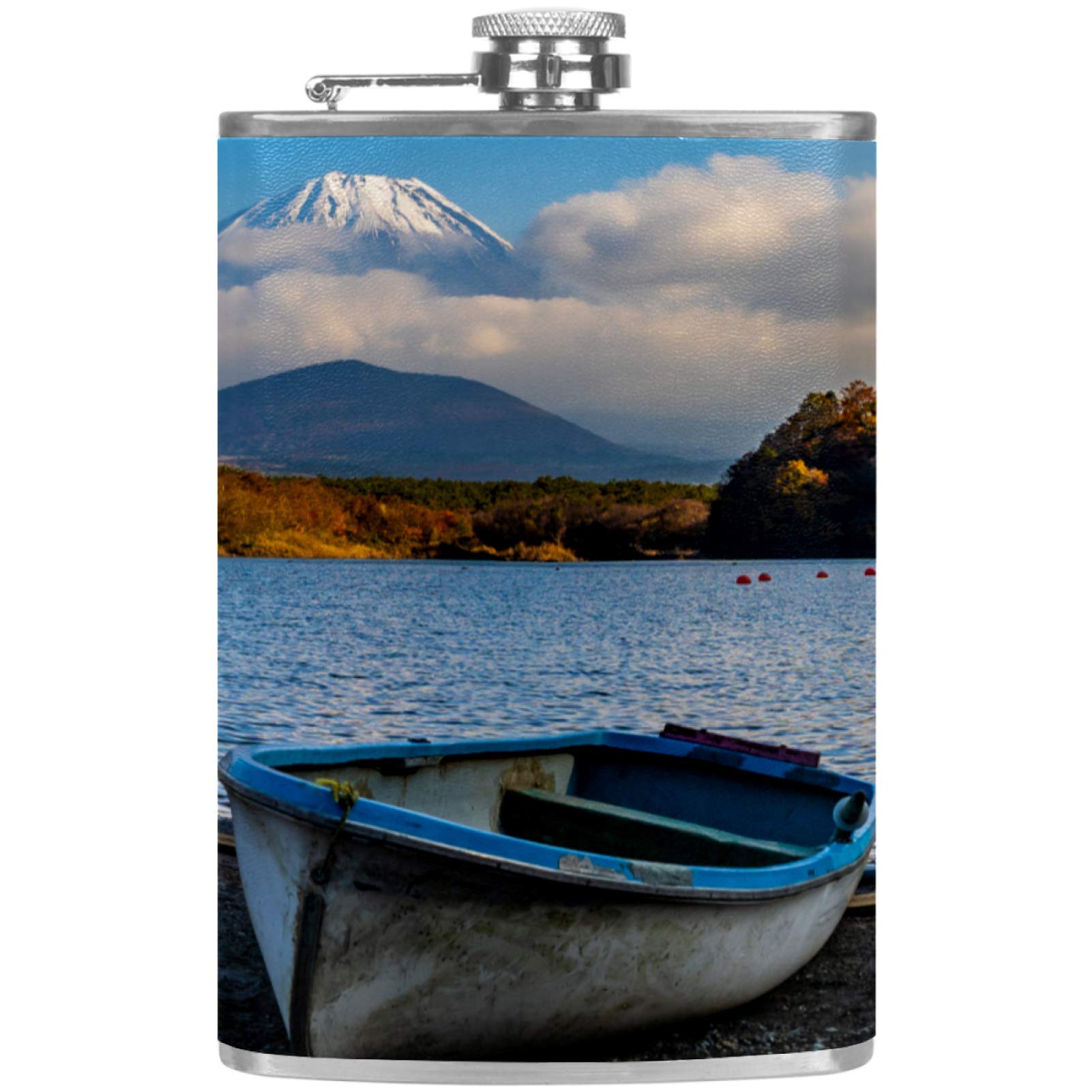Flasque à whisky en acier et cuir Fujiyama, étanchéité renforcée avec entonnoir