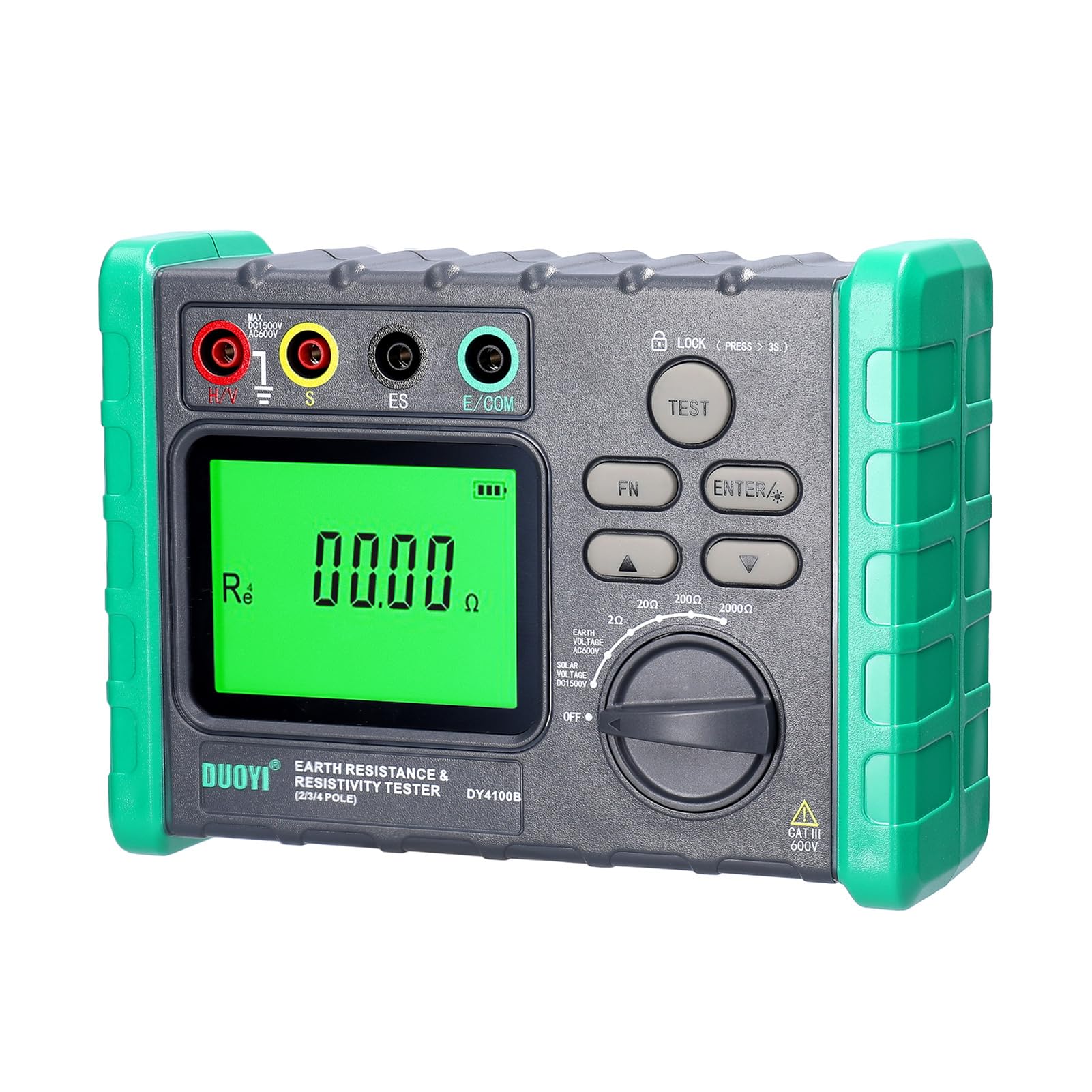 Medidor de Voltaje Megóhmetro Pantalla Digital Probador Resistente a la Conexión a Tierra Probador Antiinterferencias para Red Eléctrica, con Manual de Usuario para Ingenieros (DY-4100B)