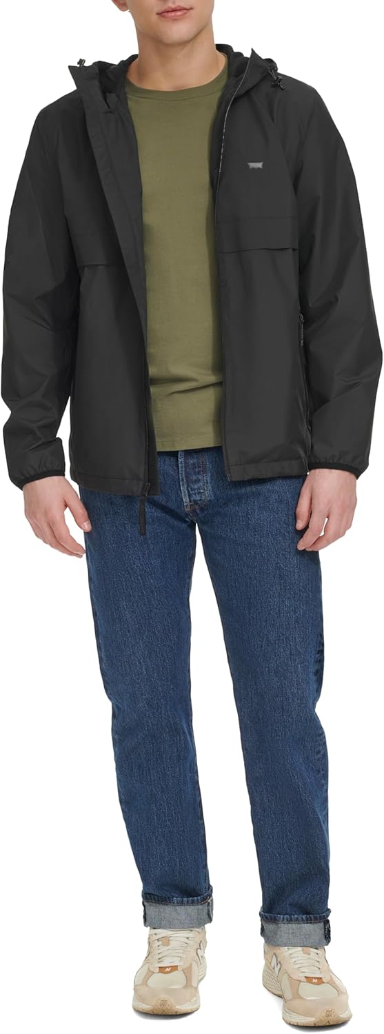 Levi's Men's Hooded Rain Jacket & Windbreaker, Black, X-Large - Image 2