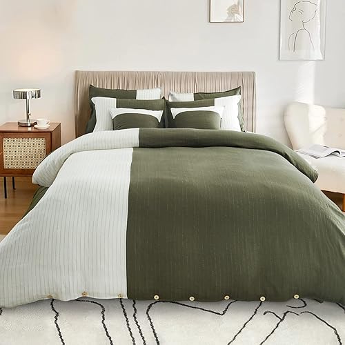 Juego de funda de edredón de 100 % lino, tamaño individual, juego de funda de edredón de lino francés lavado con funda de almohada, funda de edredón