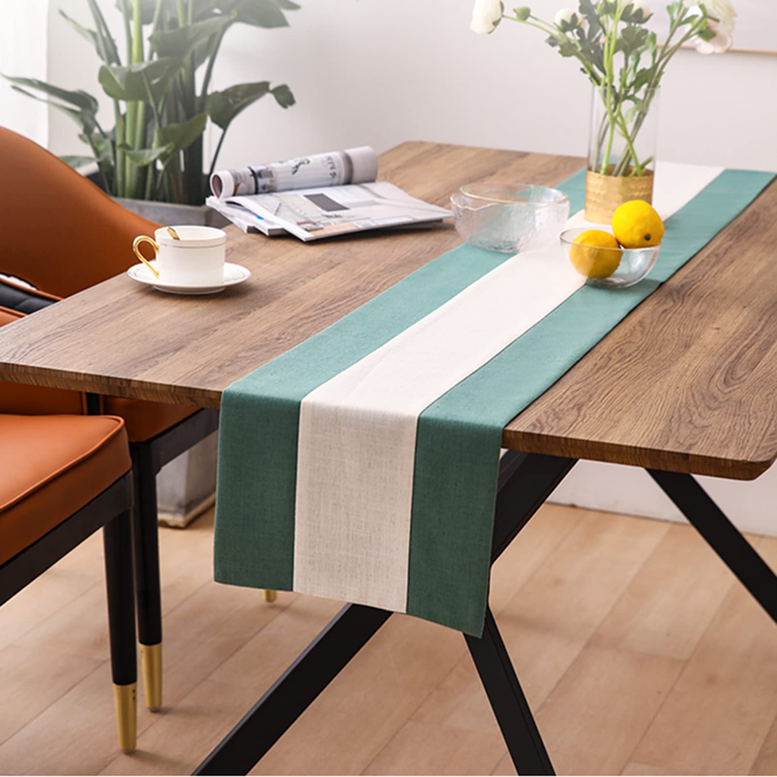 Tischläufer Einfacher Esstisch Läufer ， Baumwolllinie Farbpine Tischmatte Mit Auskleidung, Rechteck Party Dekor Tea Schal(Size:30×240cm)