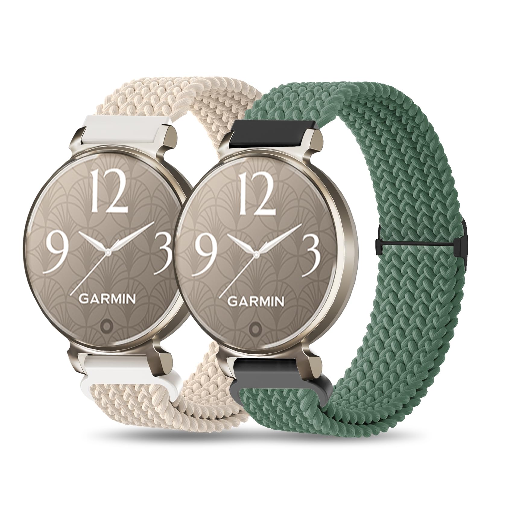 2 Pack Braid Nylon Bands Compatible with Garmin Lily 2 Active 14mm Stretchy Nylon Soft Loop Straps Quick