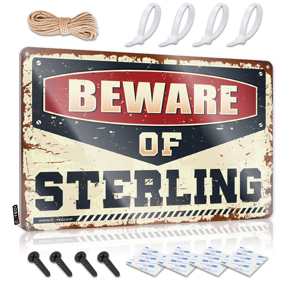 IBWNBBUSN Room Accessories For Teen Boys Beware Of Sterling Tin Sign Man Cave Sign Decor Personalized Bar Signs(30X40CM)