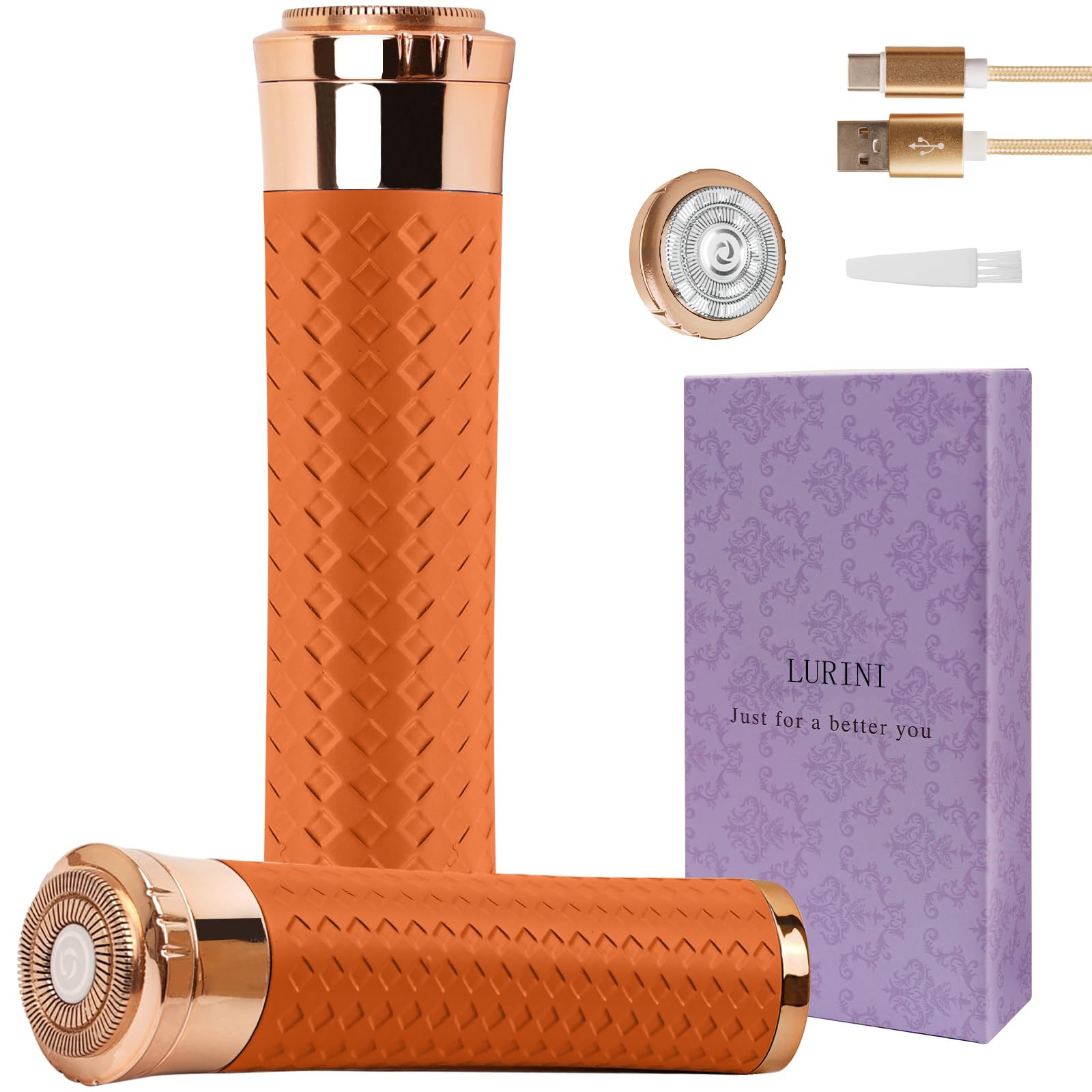 Dispositivo di rimozione dei peli del viso da donna, indolore, ricaricabile, viene fornito con 2 testine di ricambio, rasoio elettrico portatile per viso, mento, labbro superiore, braccia