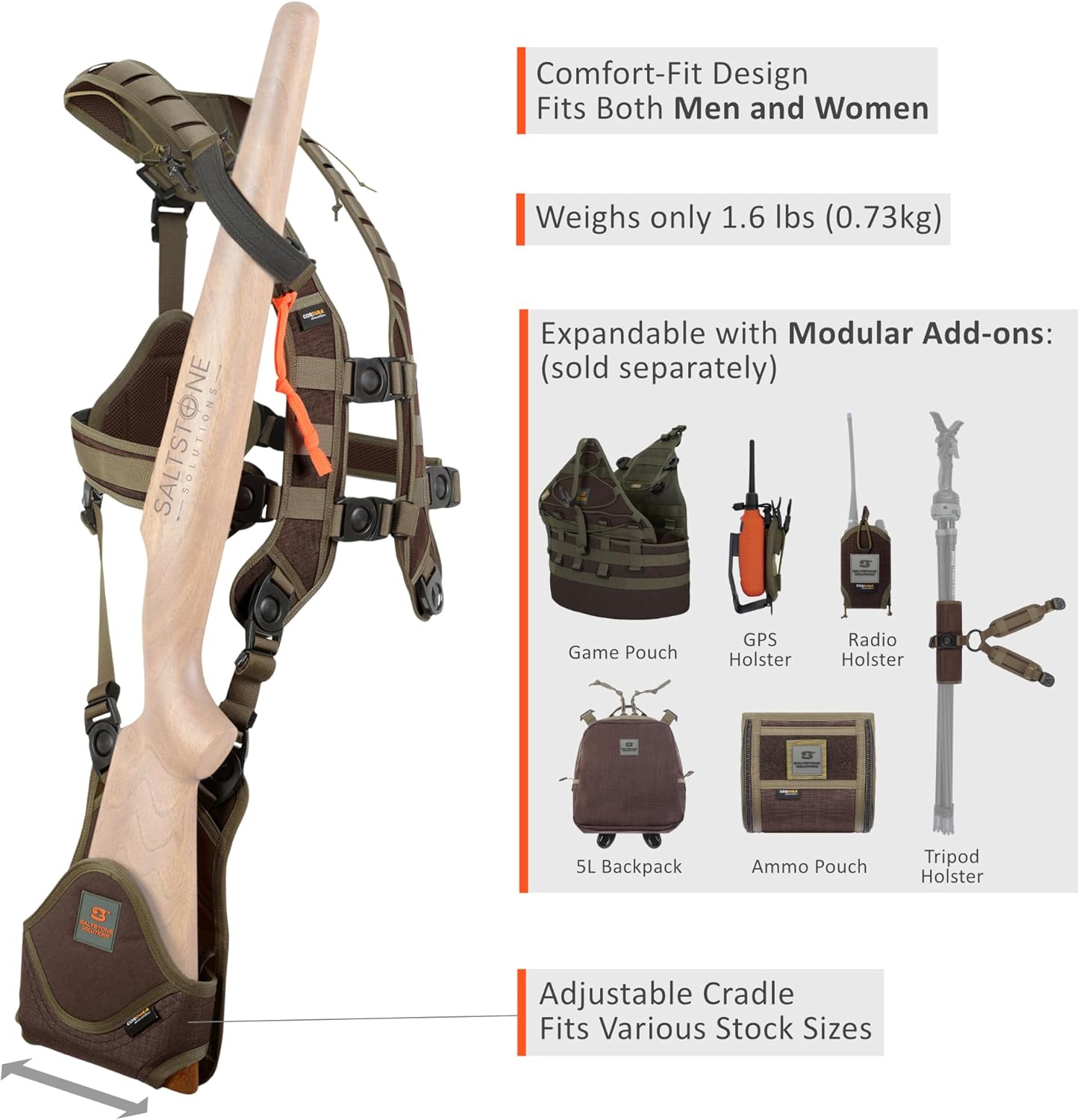 Quick-Release Holster Vest for Hunting Rifles and Shotguns Hands Free Carry in Front Under Arm Stalker Sling Mens Hunting Essential - Integrator by SALTSTONE