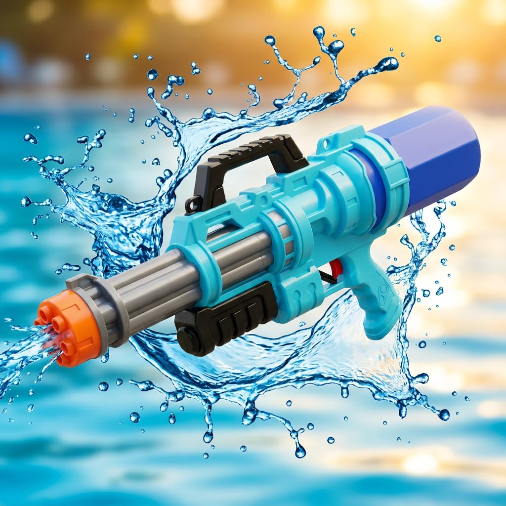 Pistola ad Acqua Potente Fucile ad Acqua a Lunga Distanza Water Gun Battle Capiente Per Adulti, Gioco Estivo Divertente Mare, Piscina, Parco, Mitra ad Acqua Ricarica Veloce